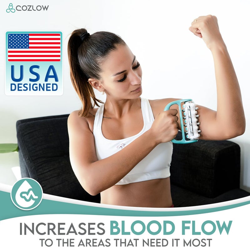 COZLOW MyoRelease Lymphatic Drainage Massager (Green), Ultimate Fascia Release & Scar Tissue Massage Tool, Personal Handheld Massage Roller for Shoulder, Neck, Thigh, Leg & Back - Image 3